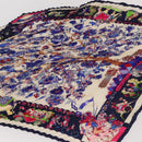 HERMES Pleated Carre 90 Scarf ""fantaisies indiennes "" Silk Navy Auth hk3018-4