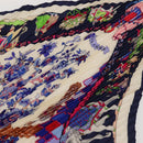 HERMES Pleated Carre 90 Scarf ""fantaisies indiennes "" Silk Navy Auth hk3018-5
