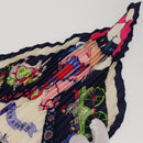 HERMES Pleated Carre 90 Scarf ""fantaisies indiennes "" Silk Navy Auth hk3018-6