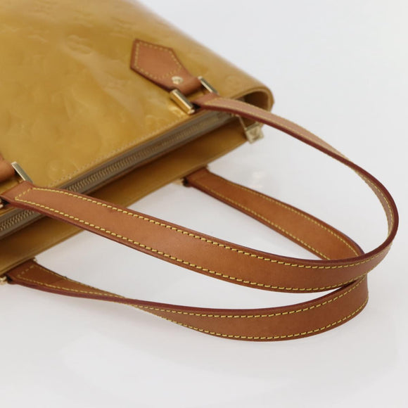 LOUIS VUITTON Monogram Vernis Houston Hand Bag Beige M91004 LV Auth hk3041