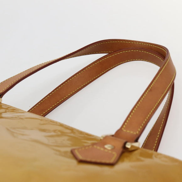 LOUIS VUITTON Monogram Vernis Houston Hand Bag Beige M91004 LV Auth hk3041