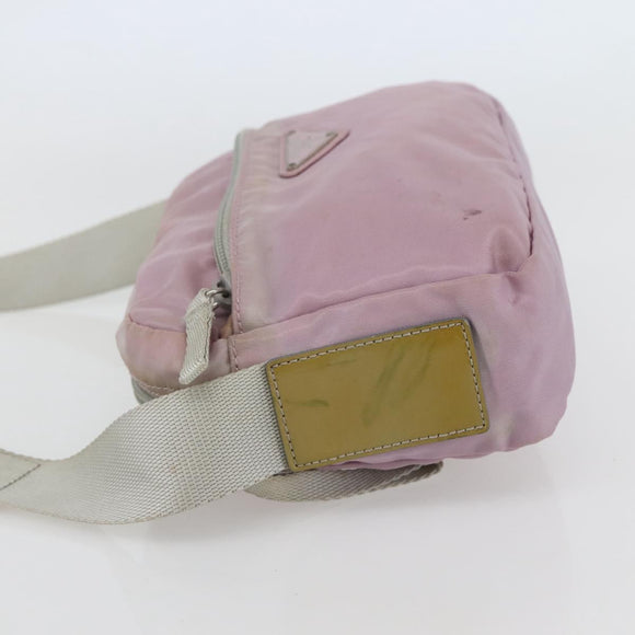 PRADA Shoulder Bag Nylon Pink Silver Auth hk3053