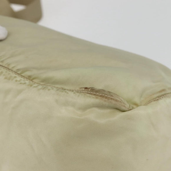 PRADA Shoulder Bag Nylon Beige Silver Auth hk3054