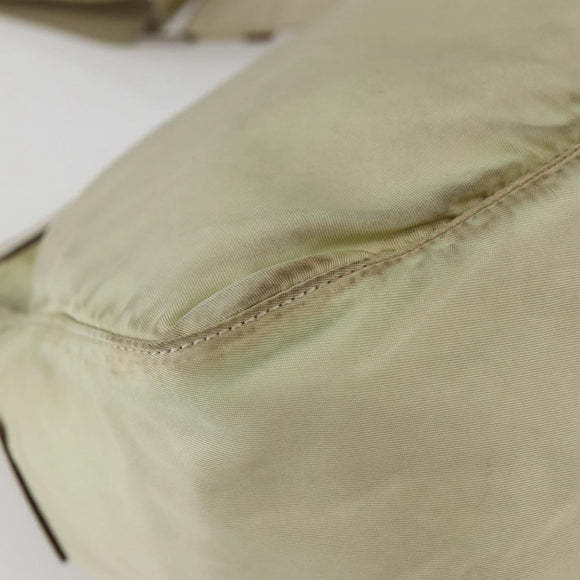 PRADA Shoulder Bag Nylon Beige Silver Auth hk3054