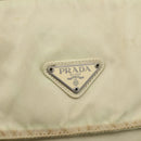 PRADA Shoulder Bag Nylon Beige Silver Auth hk3054-18
