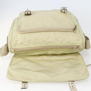 PRADA Shoulder Bag Nylon Beige Silver Auth hk3054-10