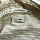 PRADA Shoulder Bag Nylon Beige Silver Auth hk3054-20
