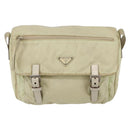 PRADA Shoulder Bag Nylon Beige Silver Auth hk3054-13