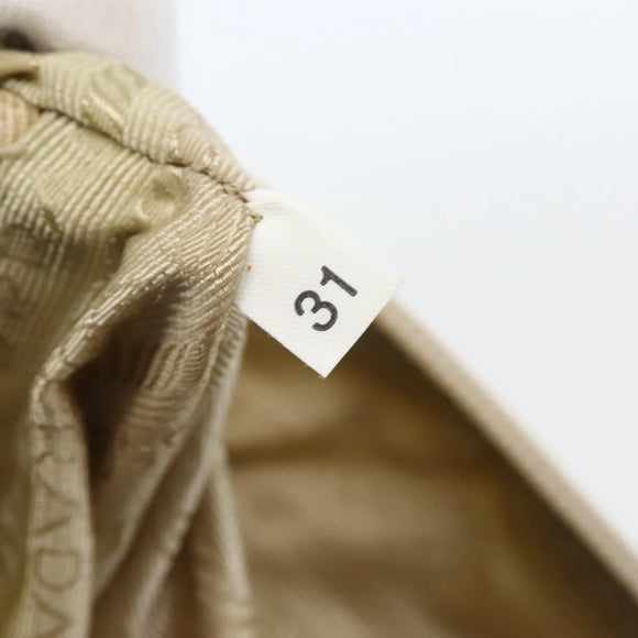 PRADA Shoulder Bag Nylon Beige Silver Auth hk3054