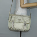 PRADA Shoulder Bag Nylon Beige Silver Auth hk3054-26