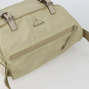 PRADA Shoulder Bag Nylon Beige Silver Auth hk3054-6