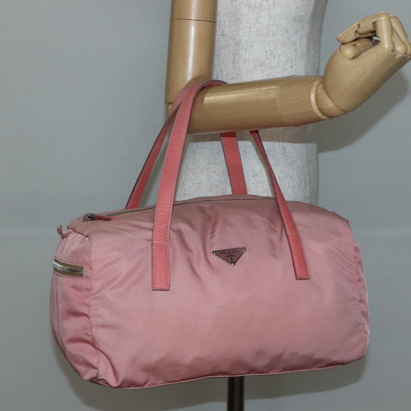 PRADA Hand Bag Nylon Pink Silver Auth hk3055