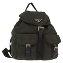 PRADA Backpack Nylon Khaki Silver Auth hk3056-1