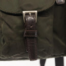 PRADA Backpack Nylon Khaki Silver Auth hk3056-22