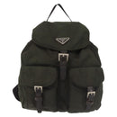 PRADA Backpack Nylon Khaki Silver Auth hk3056-13