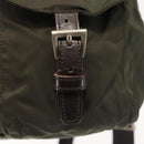 PRADA Backpack Nylon Khaki Silver Auth hk3056-23