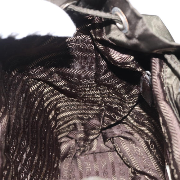 PRADA Backpack Nylon Khaki Silver Auth hk3056