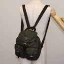 PRADA Backpack Nylon Khaki Silver Auth hk3056-31