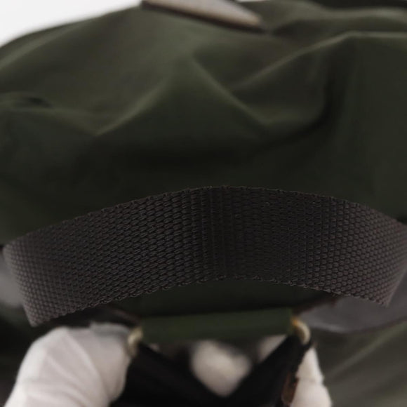 PRADA Backpack Nylon Khaki Silver Auth hk3056