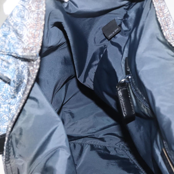 PRADA Tote Bag Nylon Blue Silver Auth hk3057