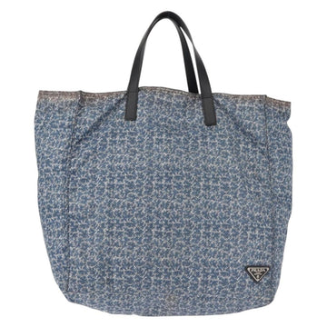 PRADA Tote Bag Nylon Blue Silver Auth hk3057 - 0
