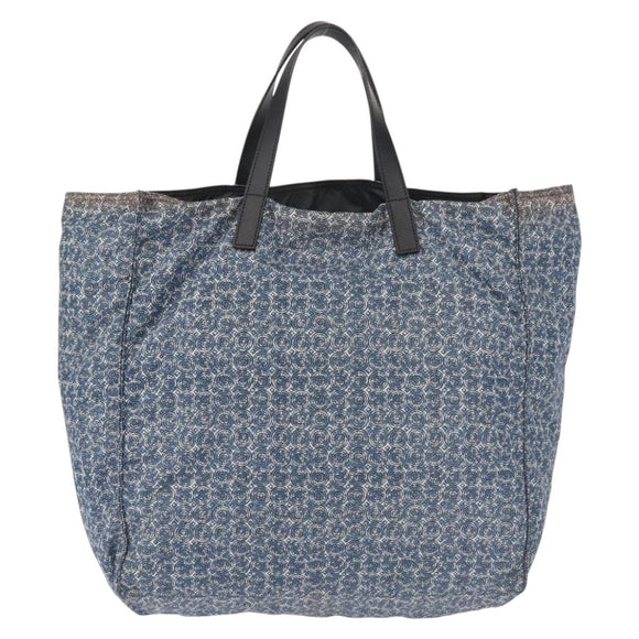 PRADA Tote Bag Nylon Blue Silver Auth hk3057