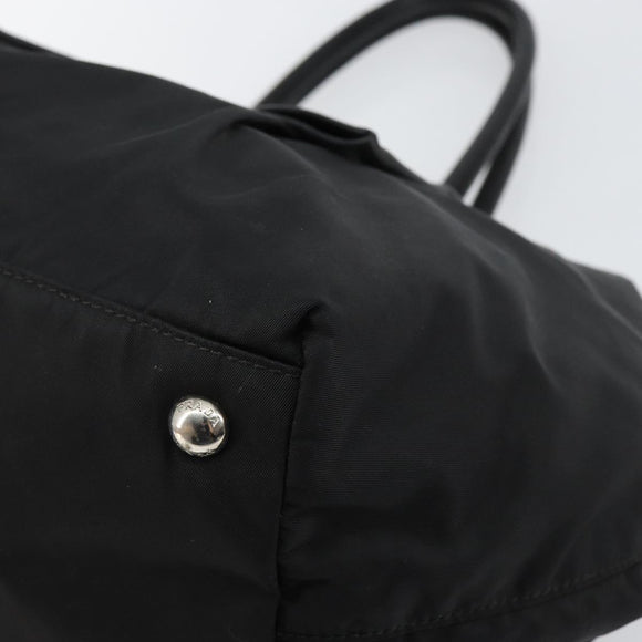 PRADA Tote Bag Nylon Black Silver Auth hk3058