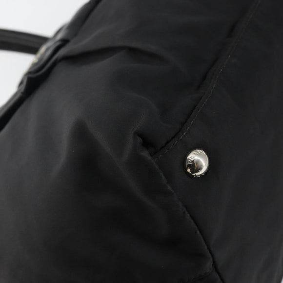 PRADA Tote Bag Nylon Black Silver Auth hk3058