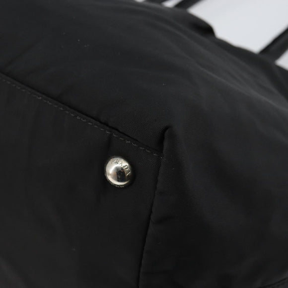 PRADA Tote Bag Nylon Black Silver Auth hk3058