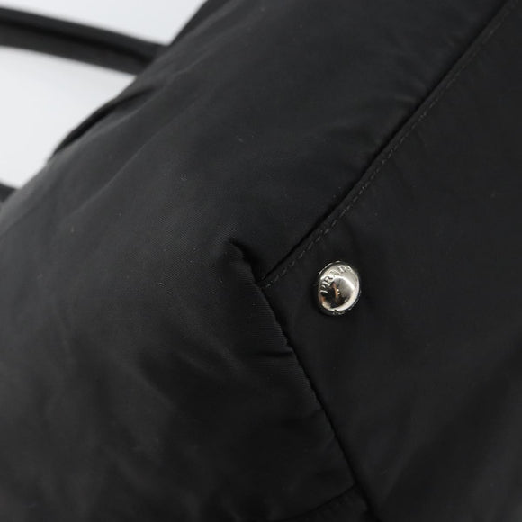 PRADA Tote Bag Nylon Black Silver Auth hk3058