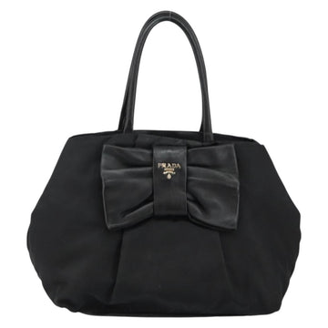 PRADA Tote Bag Nylon Black Silver Auth hk3058 - 0