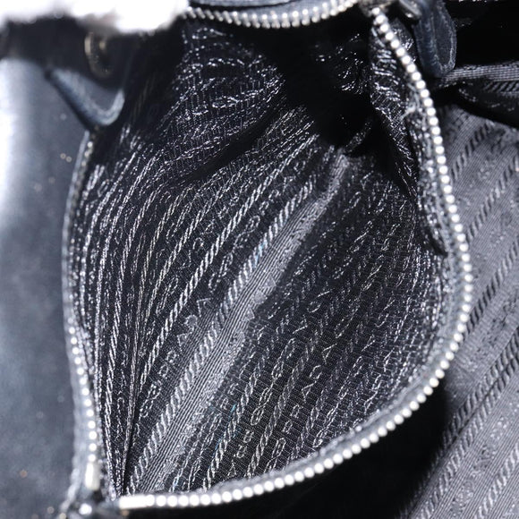 PRADA Tote Bag Nylon Black Silver Auth hk3058