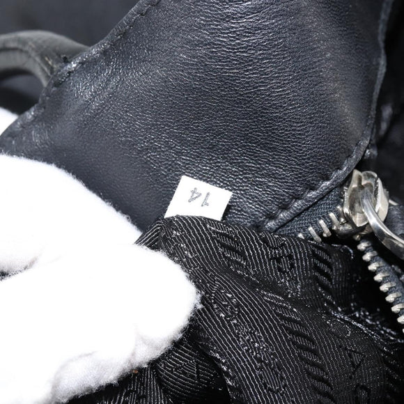 PRADA Tote Bag Nylon Black Silver Auth hk3058