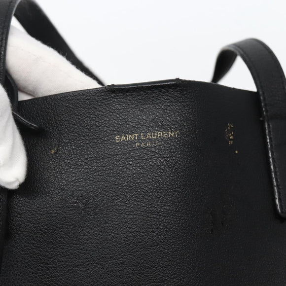 SAINT LAURENT Tote Bag Leather Black Auth hk3059