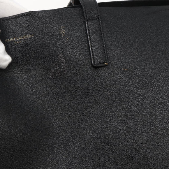 SAINT LAURENT Tote Bag Leather Black Auth hk3059