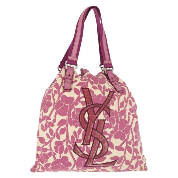 SAINT LAURENT Tote Bag Canvas Silver Purple 147396 Auth hk3060