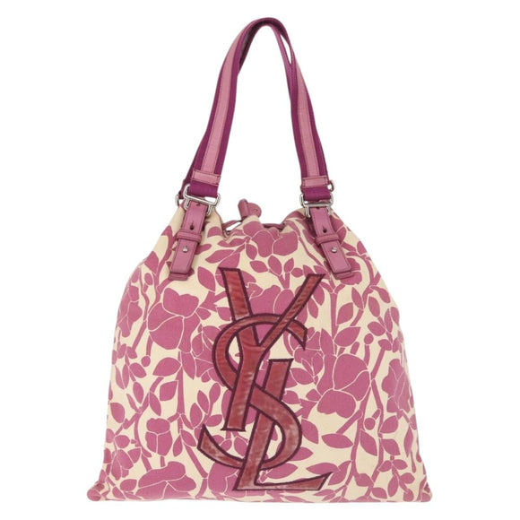 SAINT LAURENT Tote Bag Canvas Silver Purple 147396 Auth hk3060