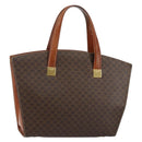 CELINE Macadam Canvas Hand Bag PVC Leather Brown Gold Auth hk3063-1