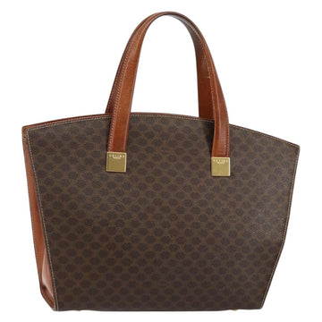 CELINE Macadam Canvas Hand Bag PVC Leather Brown Gold Auth hk3063