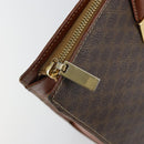 CELINE Macadam Canvas Hand Bag PVC Leather Brown Gold Auth hk3063-15