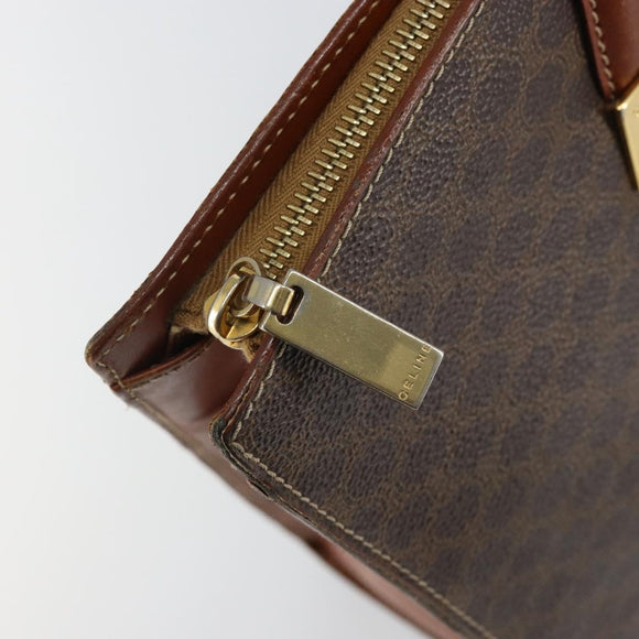 CELINE Macadam Canvas Hand Bag PVC Leather Brown Gold Auth hk3063