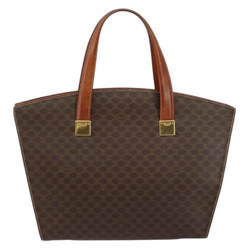 CELINE Macadam Canvas Hand Bag PVC Leather Brown Gold Auth hk3063 - 0