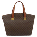 CELINE Macadam Canvas Hand Bag PVC Leather Brown Gold Auth hk3063-3
