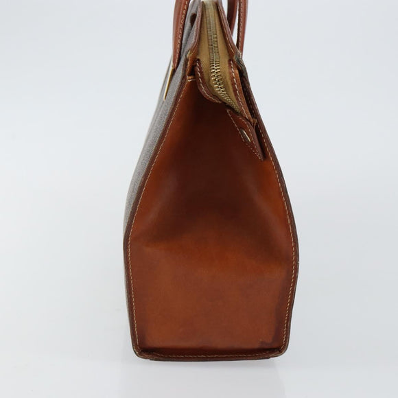 CELINE Macadam Canvas Hand Bag PVC Leather Brown Gold Auth hk3063