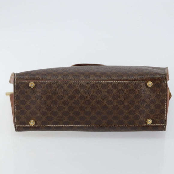 CELINE Macadam Canvas Hand Bag PVC Leather Brown Gold Auth hk3063