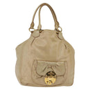Miu Miu Tote Bag Leather Beige Gold Auth hk3064-1