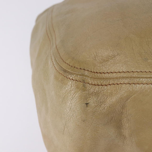 Miu Miu Tote Bag Leather Beige Gold Auth hk3064