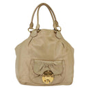 Miu Miu Tote Bag Leather Beige Gold Auth hk3064-13