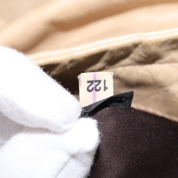 Miu Miu Tote Bag Leather Beige Gold Auth hk3064