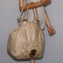 Miu Miu Tote Bag Leather Beige Gold Auth hk3064-22